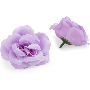 Bright Creations Artificial Rose Flower Heads for Decorations (Purple, 50 Pack)