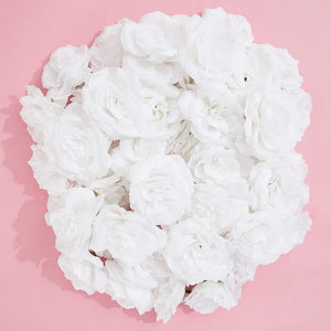 Artificial Silk Rose Flower Heads for Decorations (White, 50 Pack)