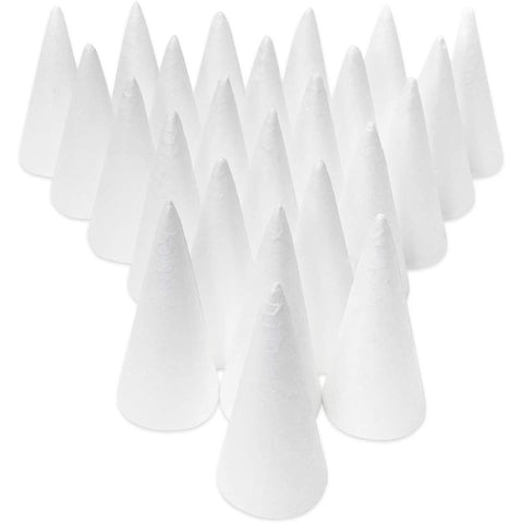 White Craft Foam Cones for Crafts, 2 Sizes (18 Pack)