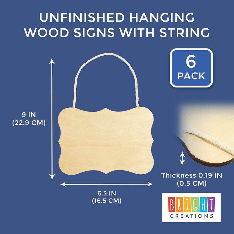 Bright Creations Unfinished Hanging Wood Signs with String (4.75 x 6.75 in, 6-Pack)