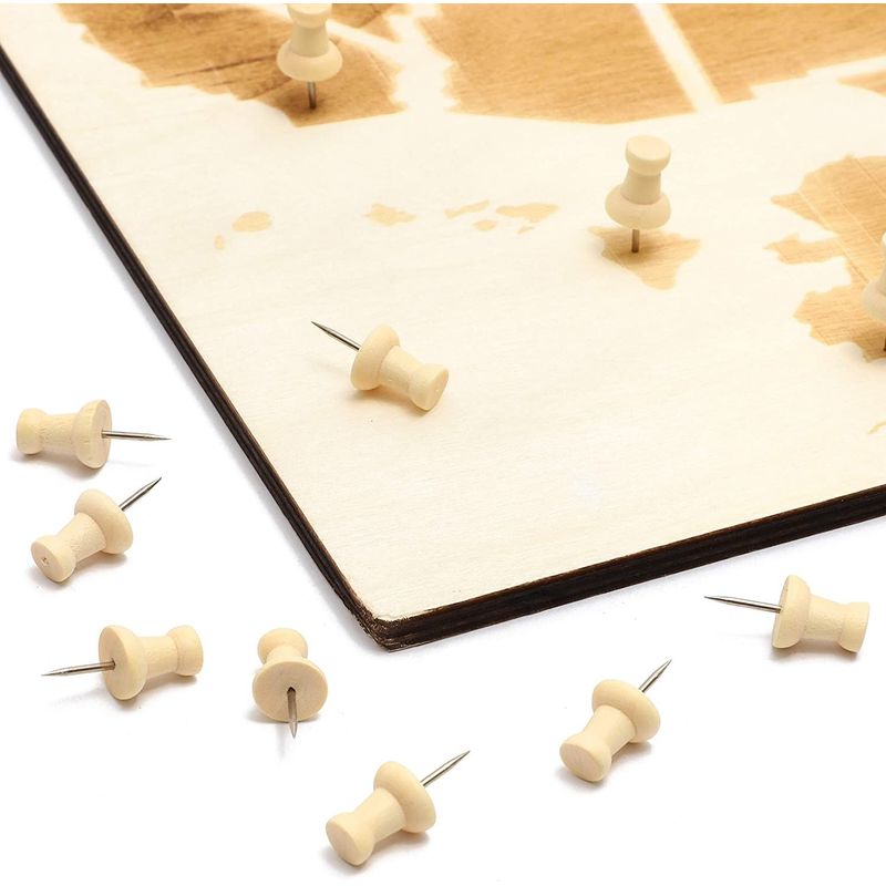 Wooden USA Map, Includes 100 Push Pins (16.5 x 11.5 Inches)