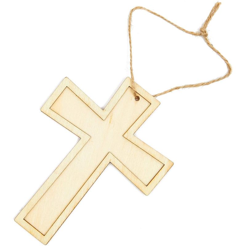 Unfinished Wood Cross with Jute String for DIY Projects (12 Pack)