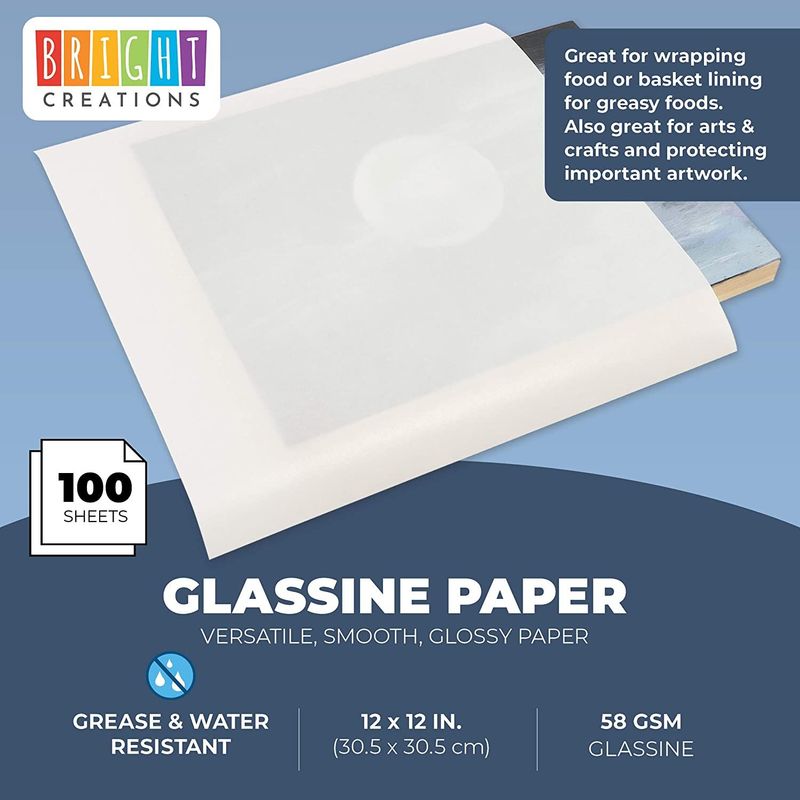Glassine Paper Sheets for Artwork, Crafts, Baked Goods (12 In, 100 Pack)