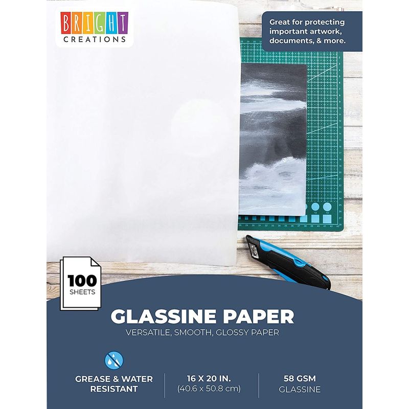Glassine Paper Sheets for Artwork 16 x 20 in, 100 Pack