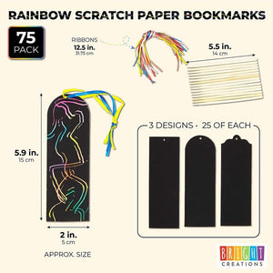 Rainbow Scratch Paper Bookmarks (75 Pack)