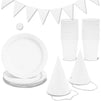 Coloring Party Supplies, Blank Cups, Plates, Hats, Banner (24 Guests, 73 Pieces)