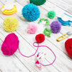 DIY Pom Pom Maker Set in 4 Sizes with Yarn Skeins in 12 Colors (16 Pieces)