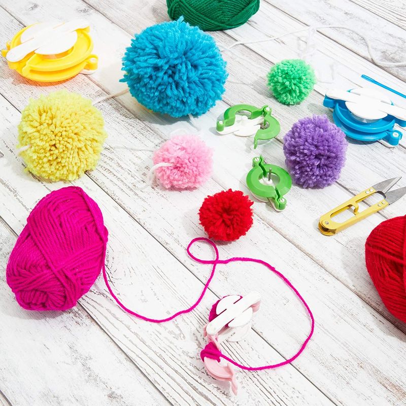 DIY Pom Pom Maker Set in 4 Sizes with Yarn Skeins in 12 Colors (16 Pie –  BrightCreationsOfficial