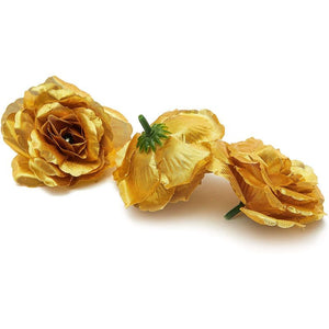 Bright Creations Rose Flower Heads, Artificial Flower (3 in, Gold, 50-Pack)