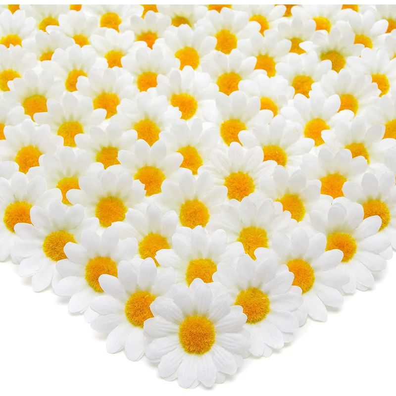 Bright Creations Artificial Silk Daisy Flowers Head for Crafts (1.6 in, White, 100-Pack)