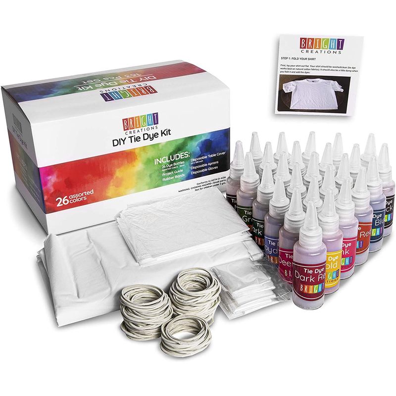 Discovery™ 10-Color Tie Dye Ultimate DIY Kit, Easy-to-Use One-Step Party  Set, 145-piece, Includes Rubber Gloves, Iron-On Glitter Design Stencils