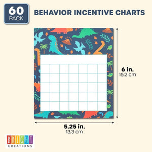 60 Pack Dinosaur Theme Behavior Incentive Sticker Chart for Home or School or Classroom, 6x5.25