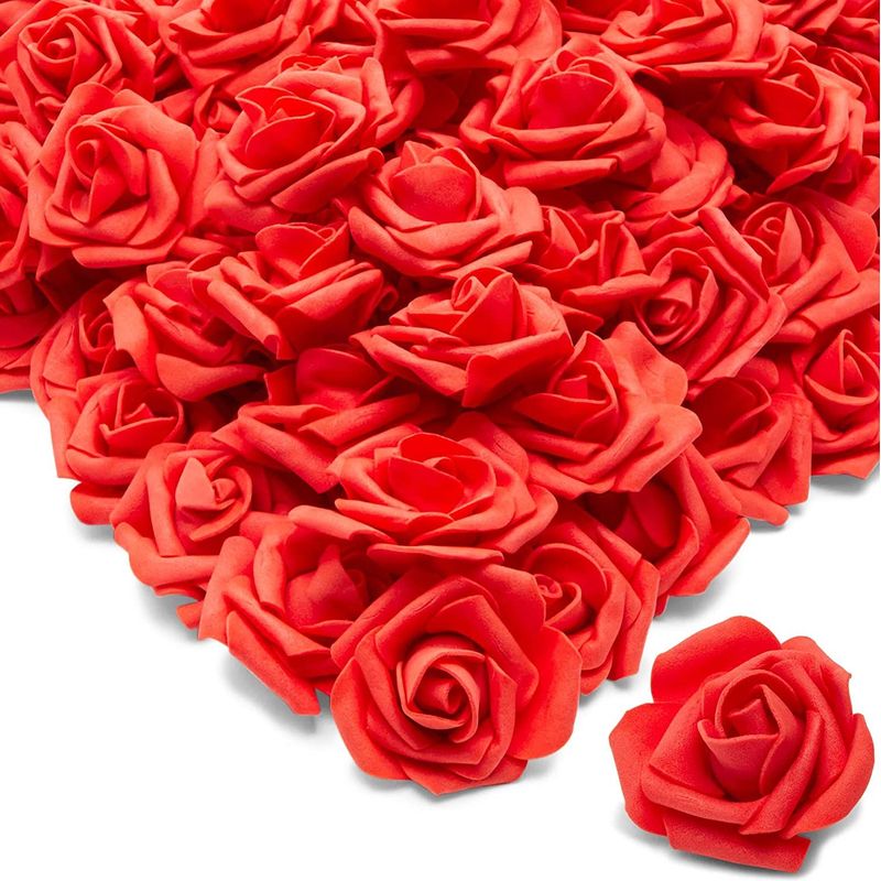 Bright Creations Rose Flower Heads, Artificial Flowers (2 in, Red, 200-Pack)