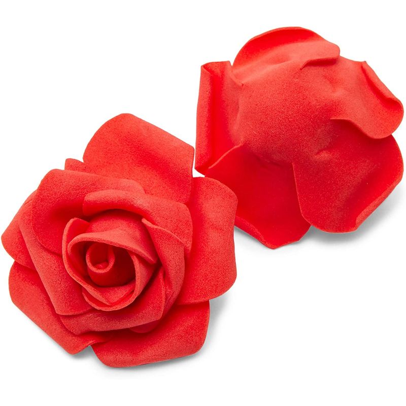 Ribbon Red Rose Flower Heads for Faux Floral Decor, Arts and Crafts (0.6 in, 200 Pack)