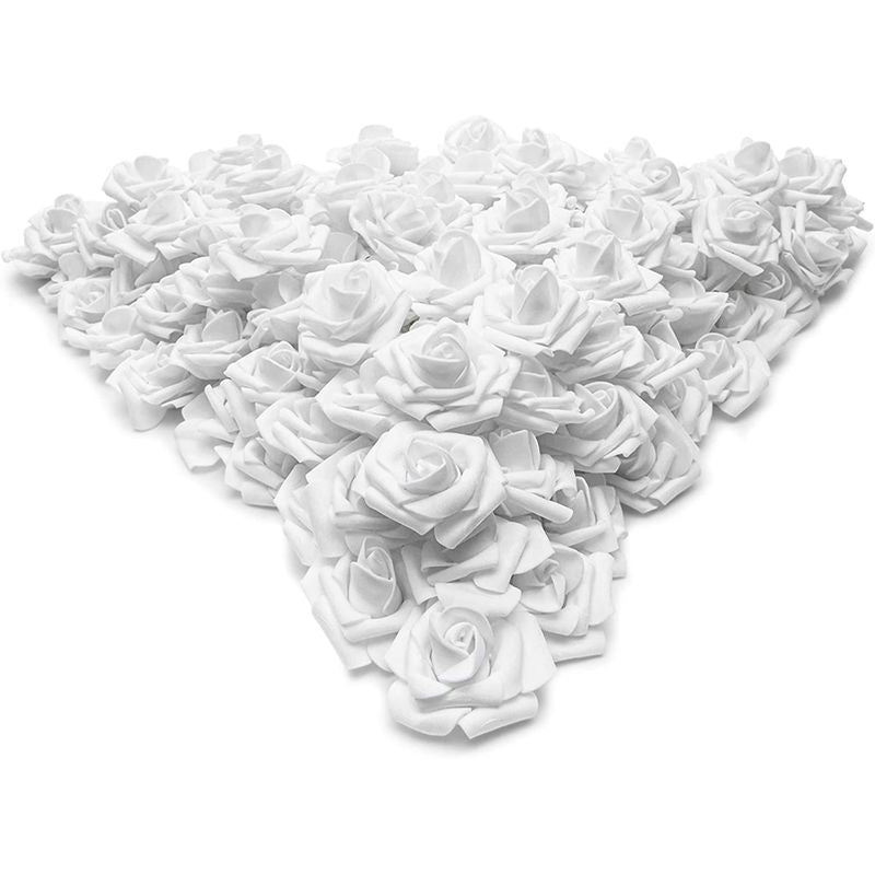 Bright Creations Rose Flower Heads, Artificial Flowers (2 in, Snow White, 200-Pack)