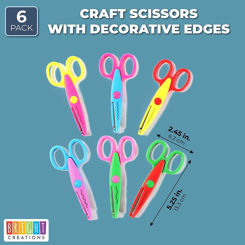 Decorative Paper Edge Scissors for Teachers, Students, Crafts, Scrapbooking, 6 Patterns (6 Pack)