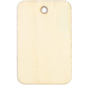 Unfinished Wood Rectangle Cutouts with Hemp Rope (1.3 x 2 in, 100 Pack)
