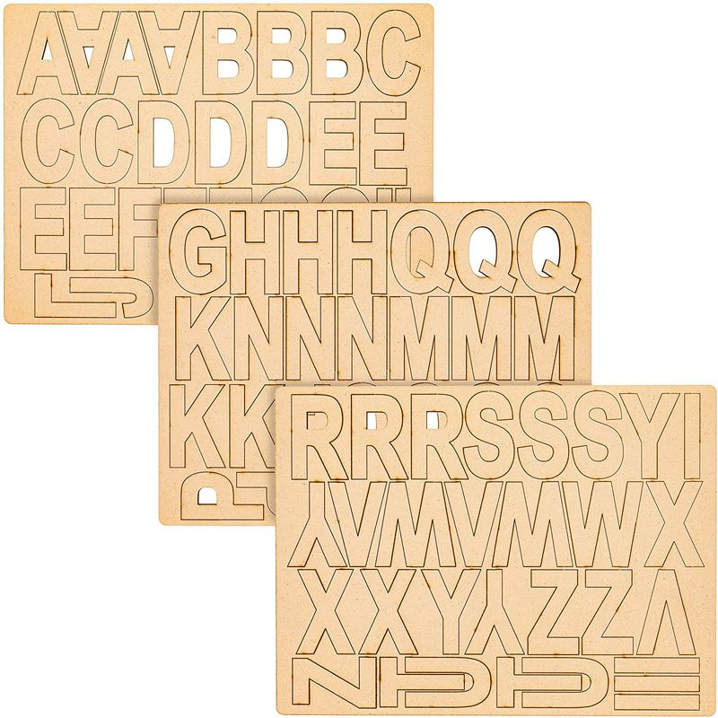 Wooden Alphabet, DIY Letters for Crafts (3 Inches, 83 Pack)