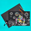Rainbow Scratch Paper Kit, Whimsical Castle CityScape, Sketch DIY Art Craft, 2 Pcs Castle Designs, 2 Blank Sheets, 4 Tools (16.3 x 11 In)