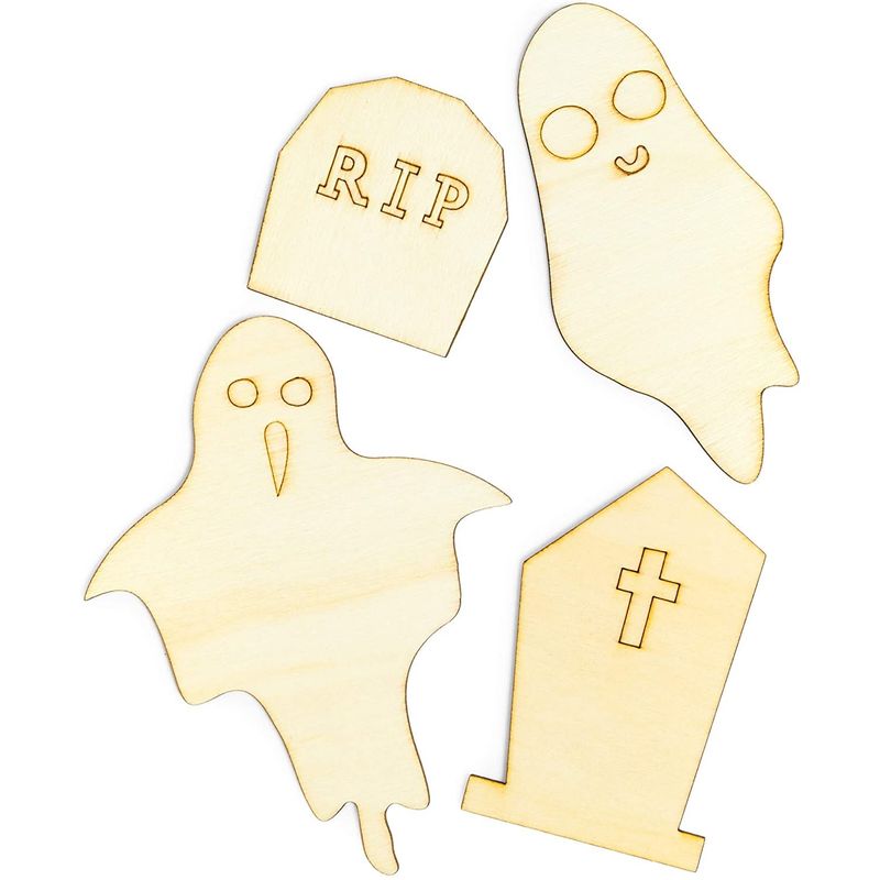 Unfinished Wood Cutouts, Halloween Ghost and Tombstone (24 Pieces)