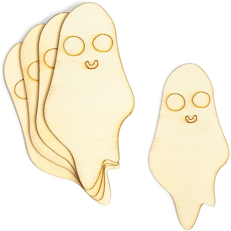 Halloween Wooden Cutouts, DIY Halloween Arts and Crafts (24 Pieces)