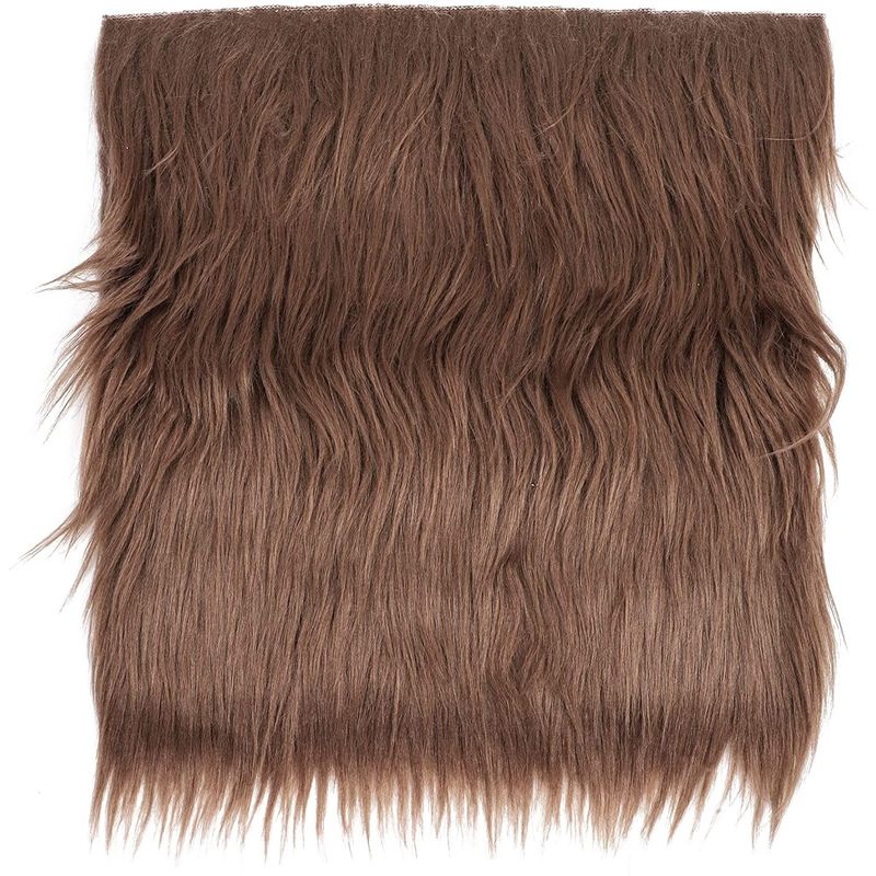 Brown Faux Fur Fabric Square Patches for Crafts, Sewing, Costumes, Seat Pads (10 x 10 in, 2 Pack)