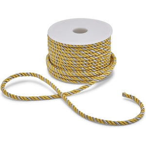 Gold and Silver Nylon Twisted Cord Trim Rope for Crafts (36 Yards, 2 Pack)