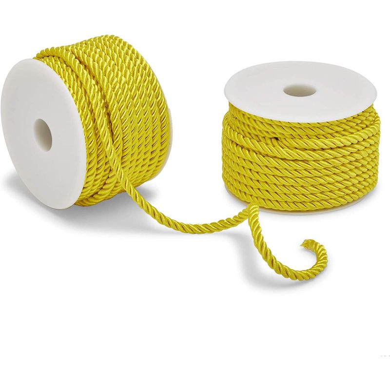Bright Creations 2-Pack 5mm Gold Thick Macrame Twisted Trim Cord Nylon String Rope for DIY Crafts,18 Yards, Adult Unisex