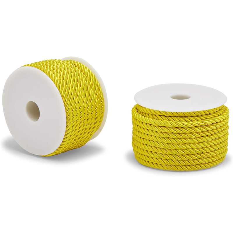 2-Pack 5mm Gold Thick Macrame Twisted Trim Cord Nylon String Rope for DIY Crafts,18 Yards, Adult unisex