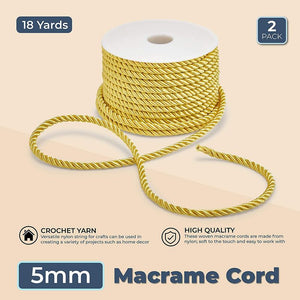 Gold Craft Rope Cord, Twisted Trim String (36 Yards, 2 Pack