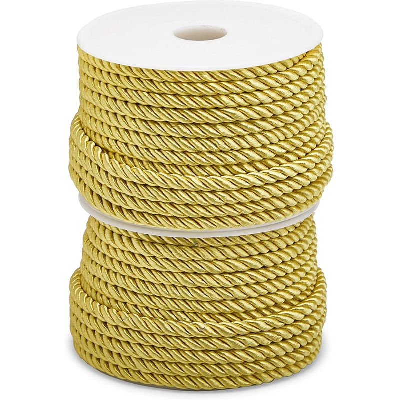Gold Nylon Twisted Cord Trim Rope for Crafts (36 Yards, 2 Pack)