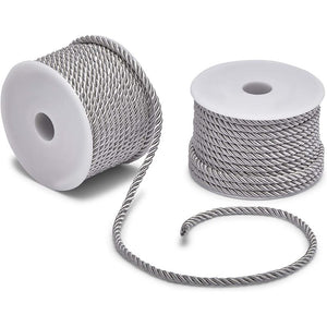 Grey Nylon Twisted Cord Trim Rope for Crafts (36 Yards, 2 Pack)
