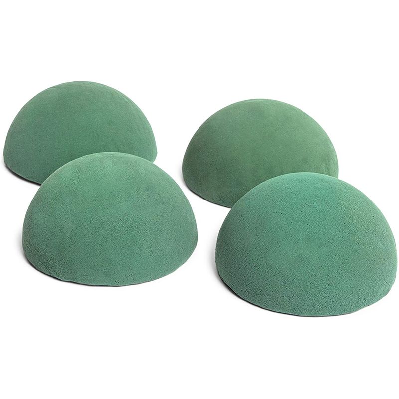 Floral Foam Half Balls for Flowers, DIY Crafts (4 x 2.1 in, Green, 4 Pack)