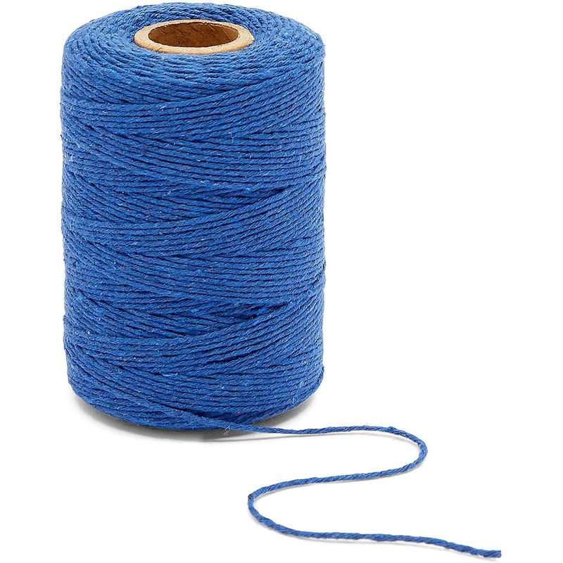 Cotton Twine String for Crafts, Blue Jute Thread (2mm, 218 Yards, 656 Ft)