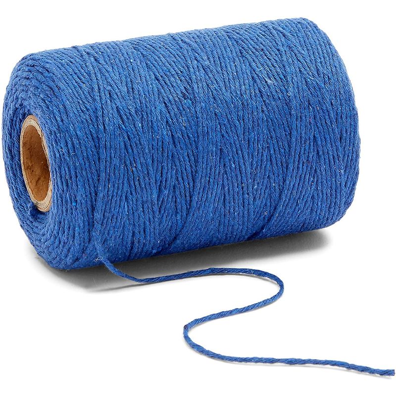 Cotton Twine String for Crafts, Blue Jute Thread (2mm, 218 Yards