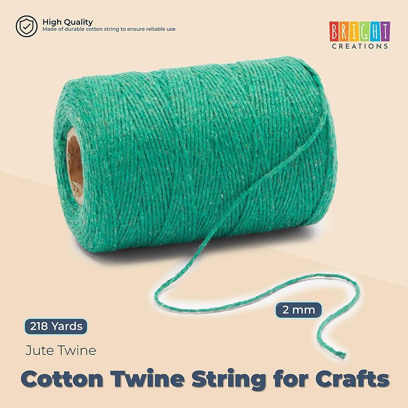 Cotton Twine String for Crafts, Green Jute Twine (2mm, 218 Yards, 656 –  BrightCreationsOfficial