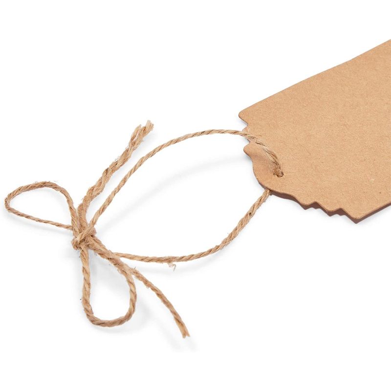Kraft Paper Gift Tags with Heart Cutout, String Included (2.17 x 4.1 in, 300 Pack)