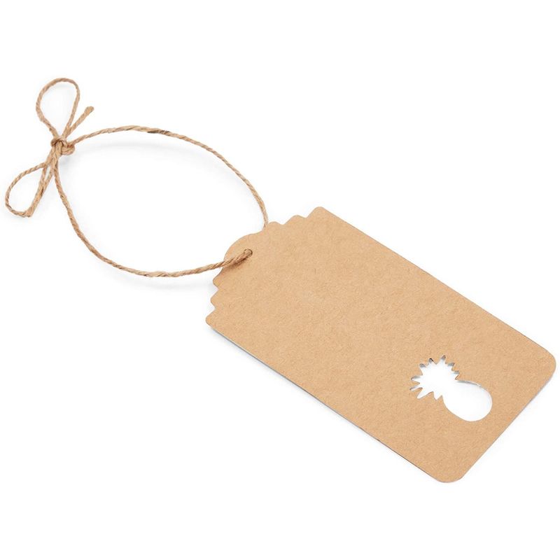 Kraft Paper Gift Tags with String, Pineapples (2 x 4 in, 300 Pack)