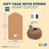 Kraft Paper Gift Tags with String, Hearts (3 Colors, 300 Pack)