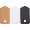 Kraft Paper Gift Tags with String, Hearts (3 Colors, 300 Pack)