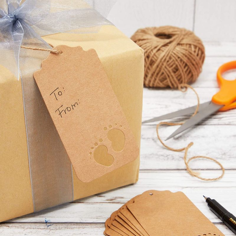 Kraft Paper Gift Tag with 100 Feet Jute Twine, Round Shaped 5.5 cm