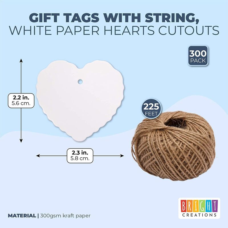 Blank White 2x4 inch DIY Tags with Twine for card making and