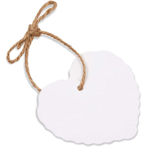 Paper Gift Tags with String, White Hearts (2.3 x 2.2 in, 300 Pack)