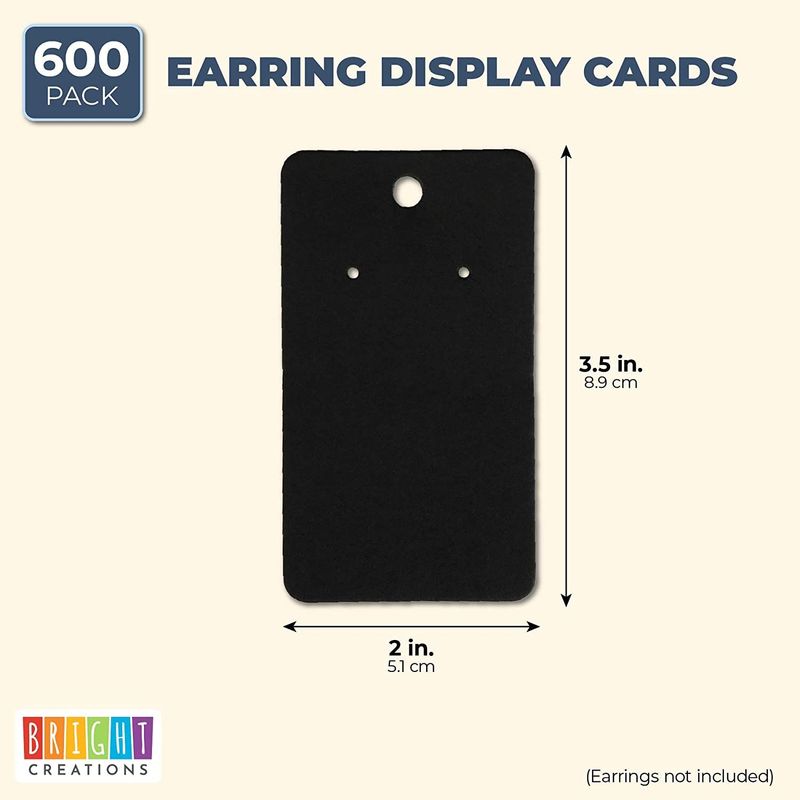 Black Kraft Paper Earring Display Cards for Jewelry (2 x 3.5 in, 600 Pack)