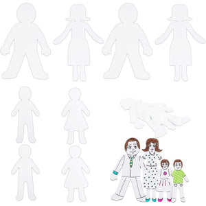 Bright Creations Blank Paper People Family Cutouts, DIY Crafts (5.8 x 9 in, 48 Pack)