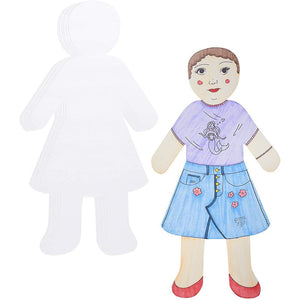 Bright Creations Oversized Girl Cutouts for Crafts, Blank Paper (17.2 x 34.4 in, 24 Pack)