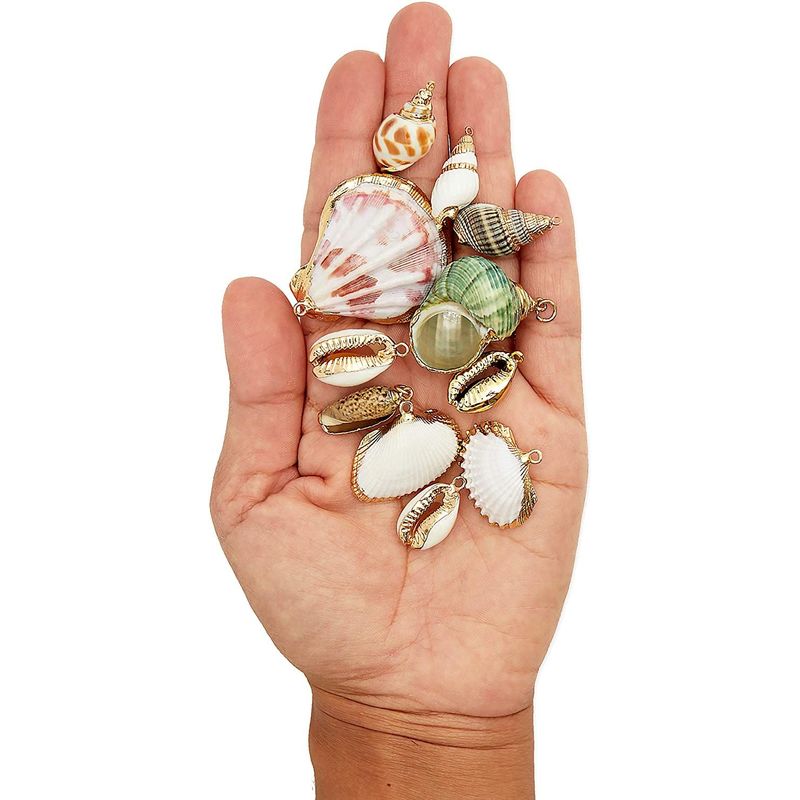 Sea Shell Pendants, Charms for DIY Jewelry Making (0.4 to 1.5 In, 24 Pack)