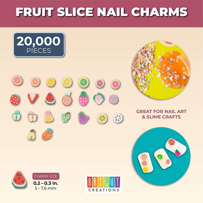 3D Nail Art Charms for Acrylic and Gel Nails, Slime Fruit Charms (20,000 Pieces)