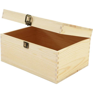 Unfinished Wood Box with Hinged Lid, Wooden Jewelry Box (10.75 x 8 x 5.75 In)