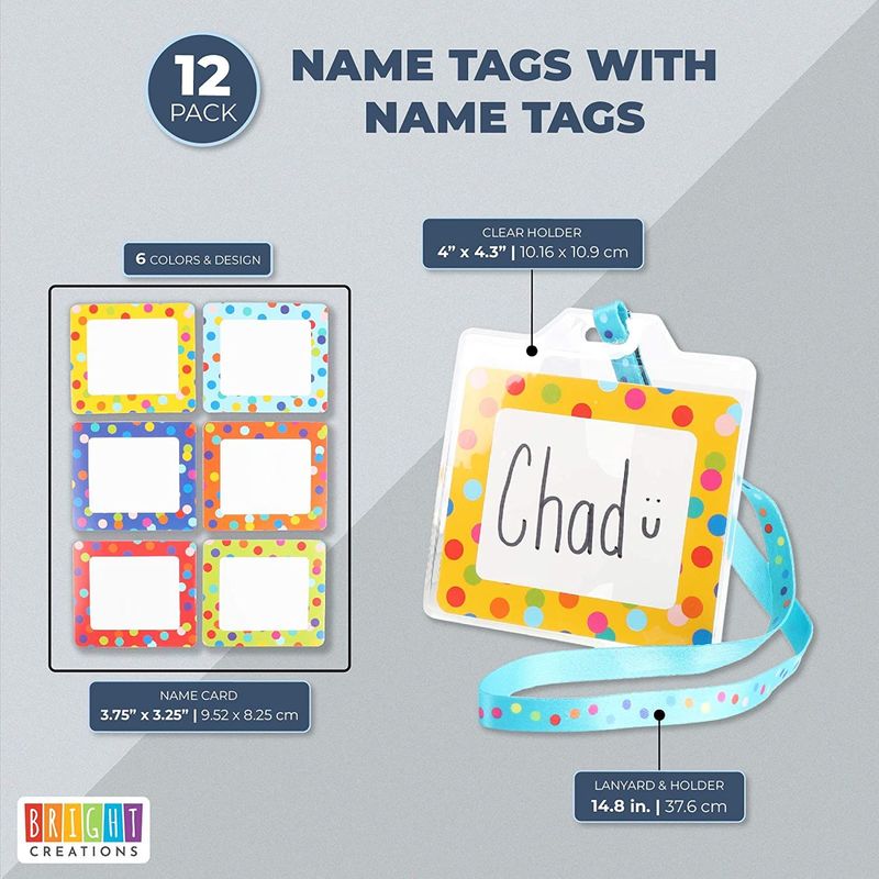 Horizontal ID Badge Holder with Name Tags (4.3 x 4 in, 12 Pack)